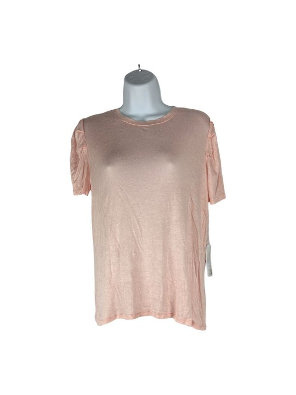 Chelsea28 Womens Pink Sheer Crewneck Short Sleeve Top Size S Lightweight